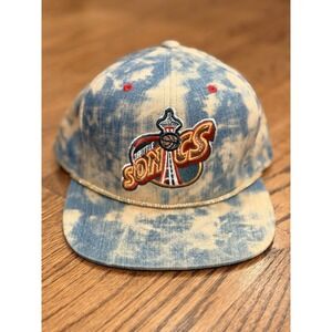 Vintage Mitchell Ness Denim Jean Seattle Sonics NBA Vtg 90's Hat Cap
